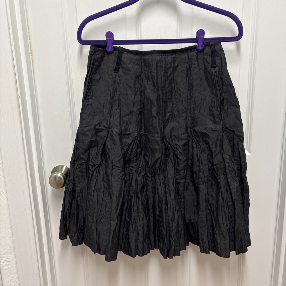 Strenesse Gabriele Strehle Skirt Womens Y2K Black Satin Crinkle Shiny Party - 6
